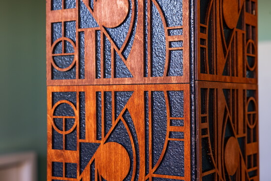 Cladding on ballroom walls evolkes both the past and future