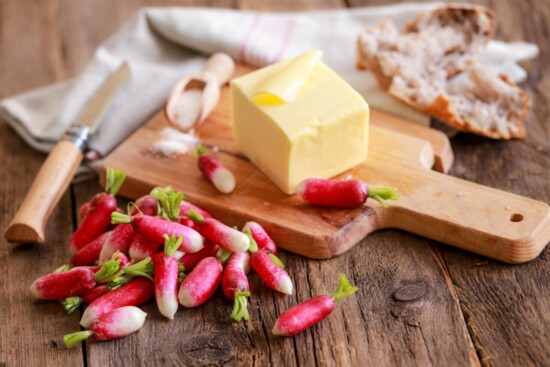 In France, meals often begin with fresh bread served with butter and radishes.