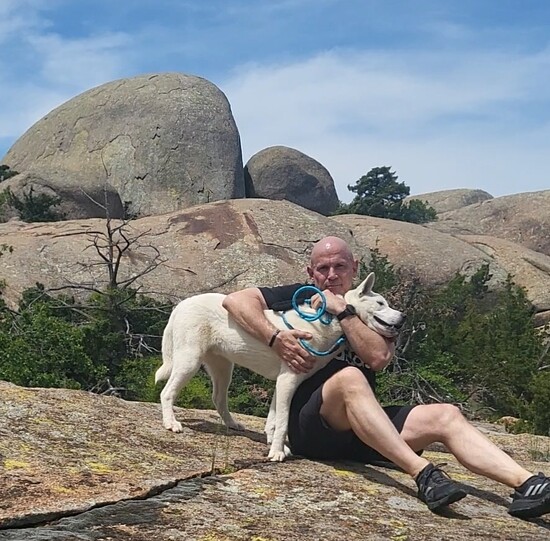City Lifestyle publisher Jimmy Darden with his dog, Ice