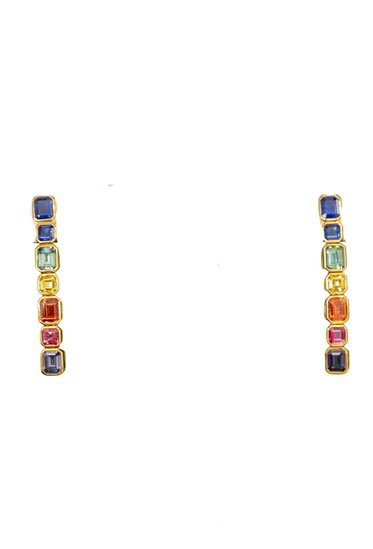 MYRANDA’S SIGNATURE LINE CANDY GEMSTONE COLLECTION EARRINGS Yellow gold with all natural sapphires. $13,000