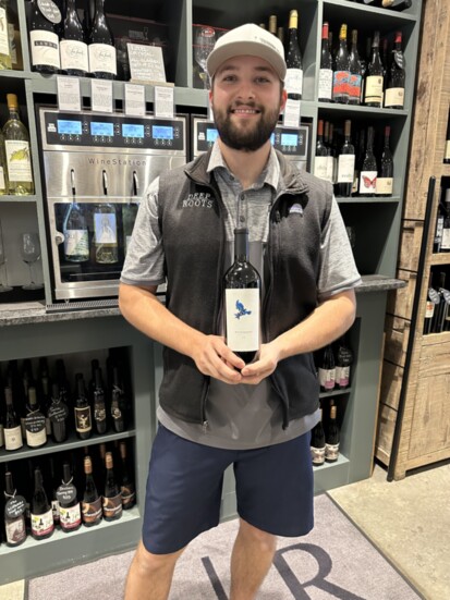 Operations Manager, Eddie Gurela, with Amulet Estate "Mocking Bird Blue Cuvee"