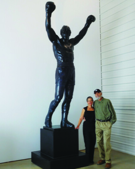 A. Thomas Schomberg and Cynthia Schomberg with Rocky Statue #3 inside their Littleton studio