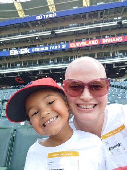 Recipient Kari Kelly at a Cleveland baseball game. 