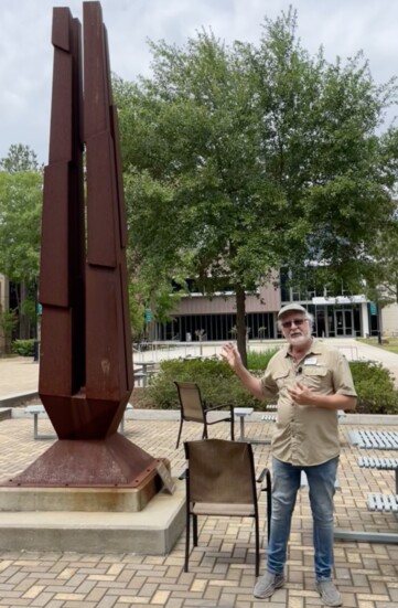 Bob Mosier with his sculpture "Ascend"