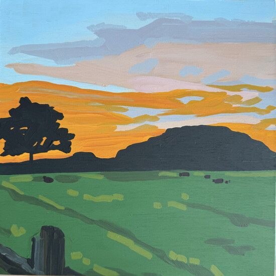 Tennessee Sunset, acrylic on panel, by @nikkijaneart