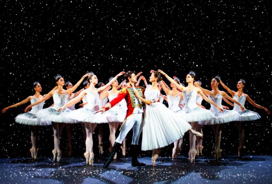 BOTTOM: Ekaterina Malkovich and Konstantin Geronik with WBS corps de ballet, courtesy of Gorskaya-Hartwick Productions. (Photography by Victor Malkovich)