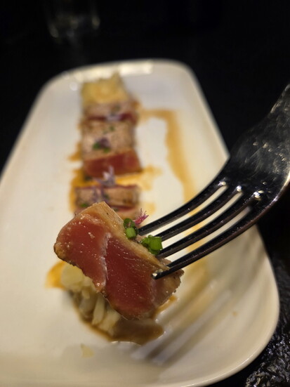 Tuna tataki at Five Chophouse at The Publisher Hotel. Photo Credit: Jennifer Waldera