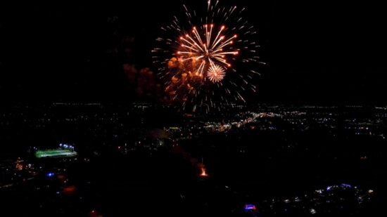 Fireworks shine over Drakes Creek Park.
