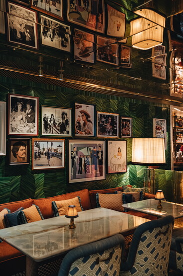 An impressive assortment of art lines the walls