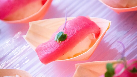 Delicious sushi on display