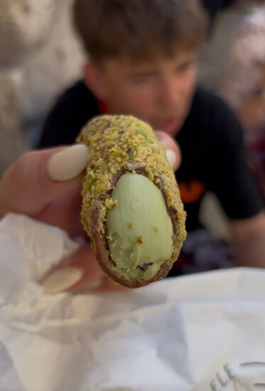 Pistachio cannoli inside Vatican City 