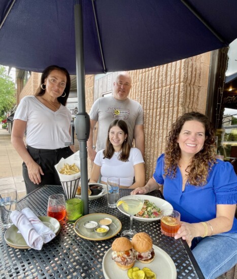 Lea and Brian Doherty (standing), Sophia (left) and Andrea Maddock (right)