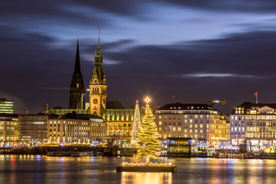 Christmas in Hamburg from Alster Lake