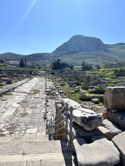 The famous Lechaion Road known as the main artery of the city. 
