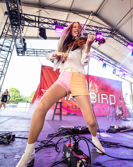 Bronwyn Keith-Hynes performing with Molly Tuttle & Golden Highway at Railbird Festival. Photo Credit: Jay Strausser