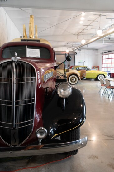 Images from the Cade Museum’s garage where the Studebakers are housed.