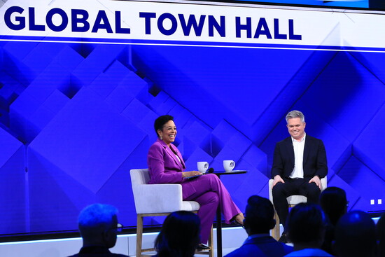 KC Sullivan at a televised Global Town Hall