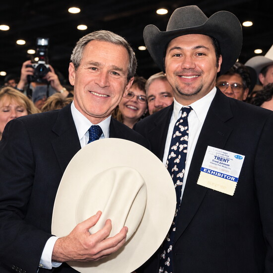 President George W. Bush with Greeley Hat Works owner, Trent Johnson