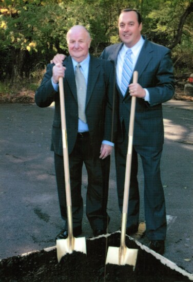 Jack Coloney (left) and Bob Coloney (right) at the initial groundbreaking for Peggy's House.