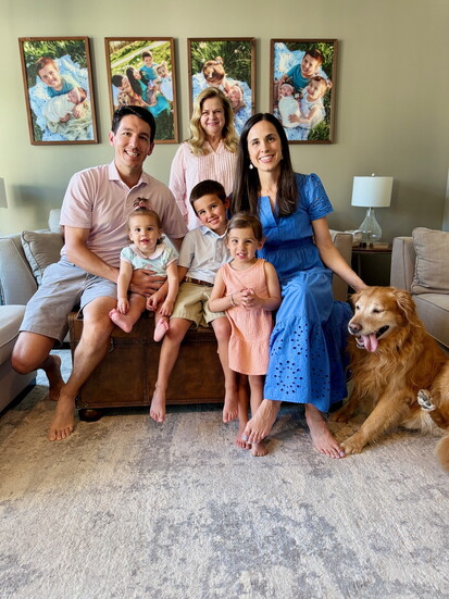 The Dempsey Family with Lorilee Cummings in the middle back row and Clyde the dog.. 