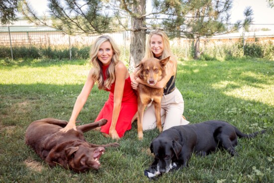 Lori Abbey and Alexandra Abbey in Arvada with three of their senior dogs.