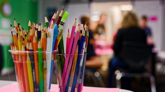 Even the supplies reflect the school’s creative spirit.