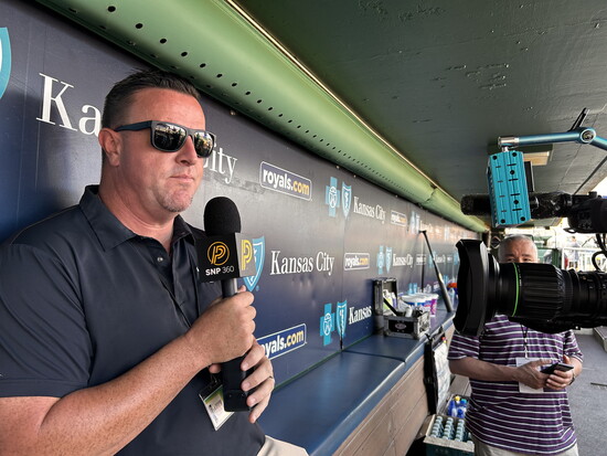 Matt in the broadcast booth for the Pirates