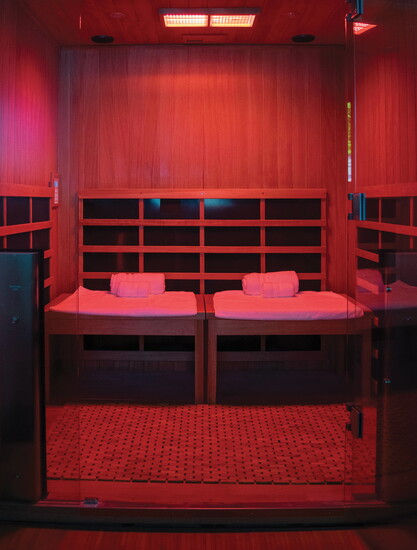 Step into one of six infrared saunas for relaxation, pain relief, improved circulation, detoxification and enhanced skin health.