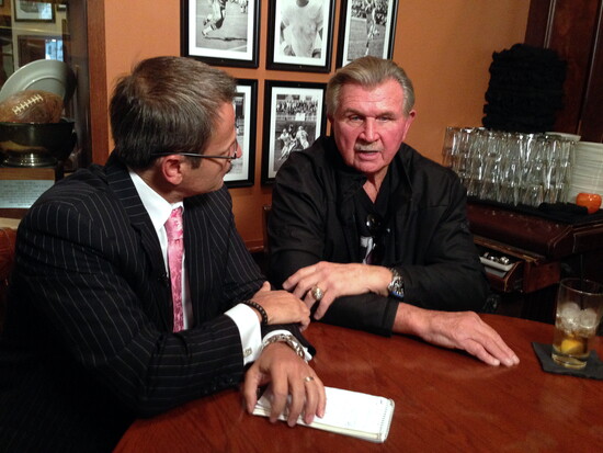 Lou Canellis interviews Hall of Fame coach Mike Ditka, October 2015. (Photo provided)