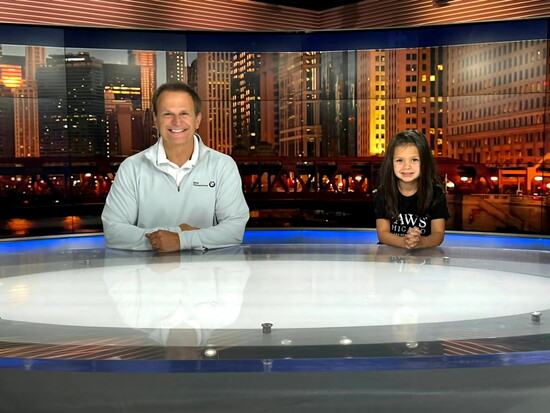 Gia joins dad at the Fox News anchor desk, April 28, 2024. (Photo provided)