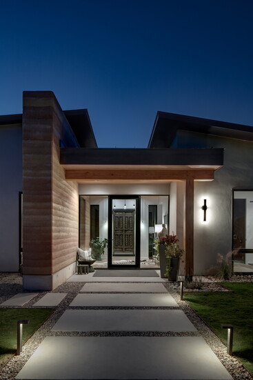 Entryway design elements create a welcoming and ecclectic experience to visitors. 