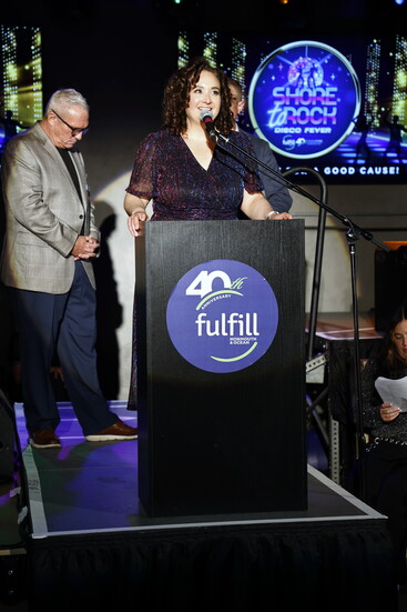 Triada Stampas speaking at our 2025 Shore To Rock Hunger event