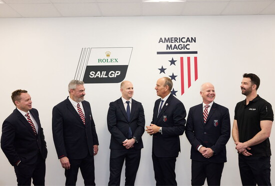 American Magic Management including COO Tyson Lamond (far left) and Co-Founder, Team Principal, Doug DeVos (fourth from left)