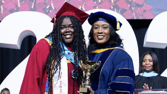 Dr. Awak with one of her students