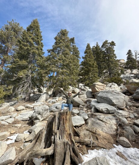 Posing along the easy Discovery Trail that starts near the top of San Jacinto Peak tramway station.