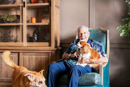 Fred Wright with Addie and Maverick