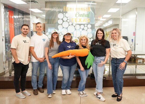 Members of the FVF Law team volunteering to sort food at the Central Texas Food Bank.