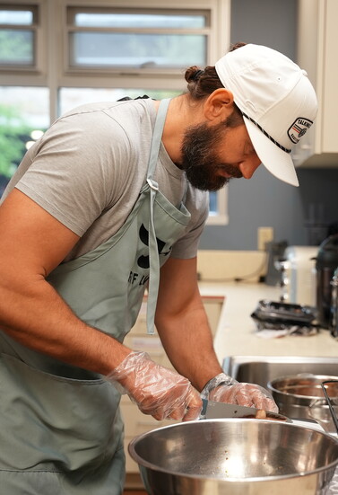 Josh Fogelman making lunches at Ronald McDonald House Charities of Central Texas.