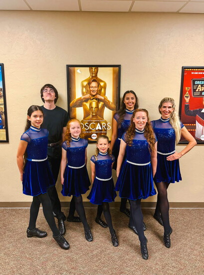  Gainesville Dance Academy's Theodora Dickens, Dominic Robinson, Emelynn Screws, Mackenzie Palchick, Leah Gianos, Hayley Platt, and Director Sarah Ingley.