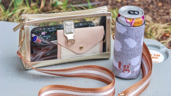 The Taylor Gray's Clear Stadium Purse is available at shoptaylorgray.com. 