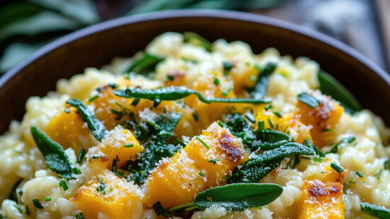 Risotto with Butternut Squash, Sage & Crispy Pancetta
