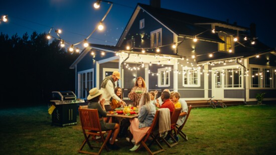 Backyards and gardens extend living space and family style.