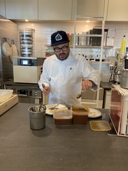 Chef Sean Brock talks us through experiments in the lab. photo: Stacy Conde