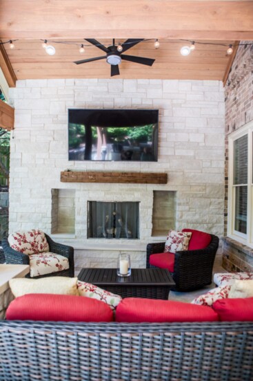 Enjoy the best of both indoors and outdoors in this covered patio room. 