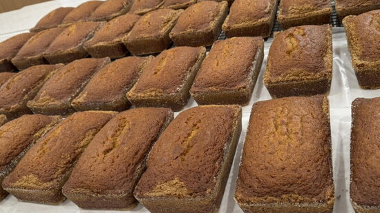 The delivery list for pumpkin bread baked by Geri's husband Hank Adams is in the hundreds.