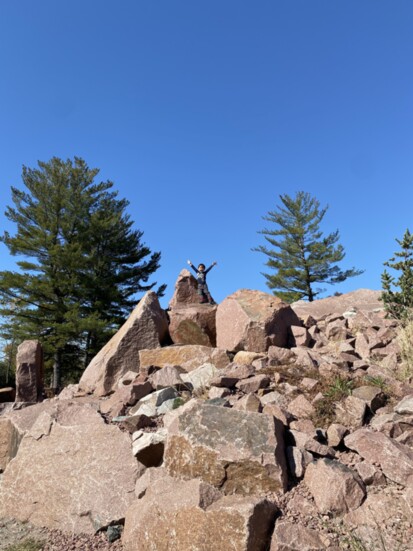 Nienberg's son on top of. the world at Carpenter Lake Nature Preserve