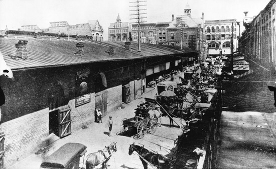Historic photograph of Market Square, circa 1889 (McClung Historical Collection)