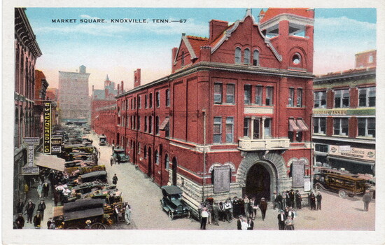 Historic postcard of The Market House, circa 1930s (Alec Riedl Knoxville Postcard Collection/KHP)