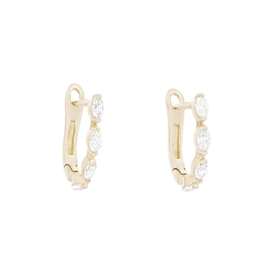 Marquise Diamond Huggie Earrings featuring eight marquise cut diamonds totaling 0.30 carats diamondsdirect.com $750