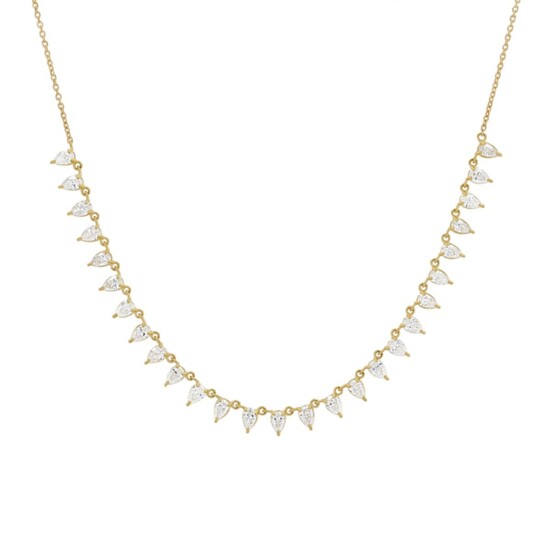 Pear Shape Diamond Tennis Necklace features pear shape diamonds totaling 1.42 carats diamondsdirect.com$2,820